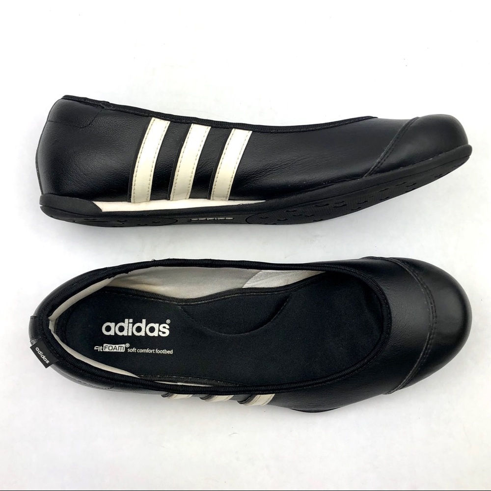 ADIDAS Fit Foam Striped Black Ballet Slip-On Flats
